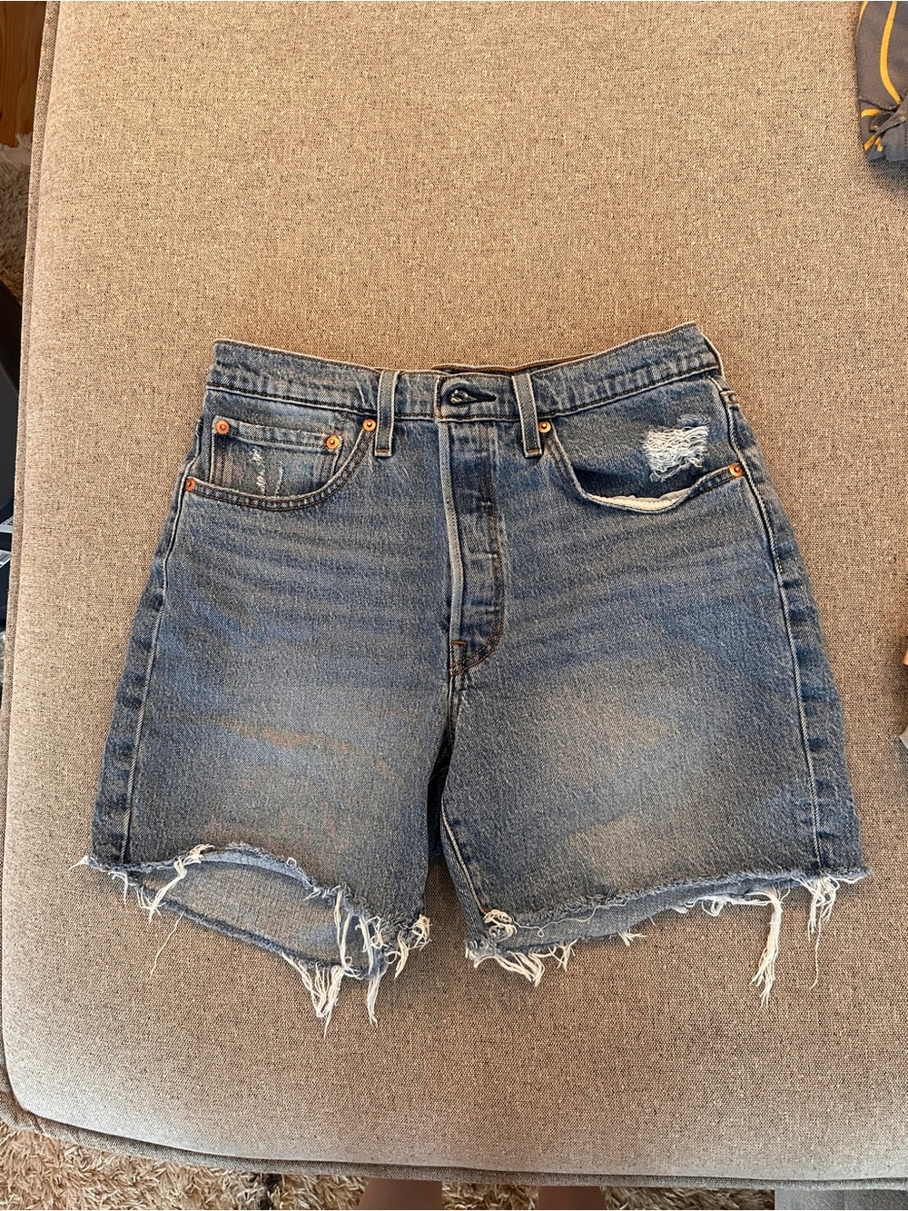 Levi's 501 Vintage-Inspired Blue Distressed Denim Shorts